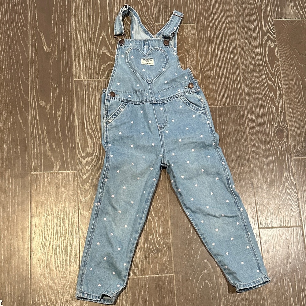 OshKosh B'gosh Light Blue Denim Heart Pocket Overalls